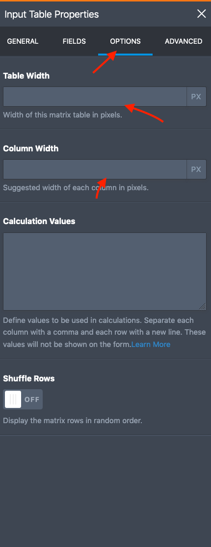 How To Change Width Of Input Table Columns 